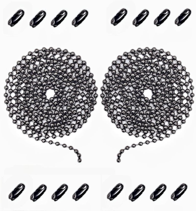 IFNOW Ceiling Fan Pull Chain Metal Fan Pull Chain Extension, Ceiling Fan Chain Connector, Diameter 3.2mm 13 Feet Long with 16 PCS Connectors (6.5 Feet Black*2) - Image 1